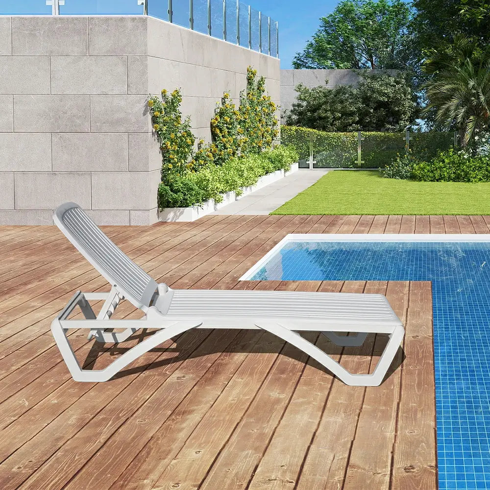 Domi White Plastic Patio Chaise Lounge Set#Set Option_1 Chair