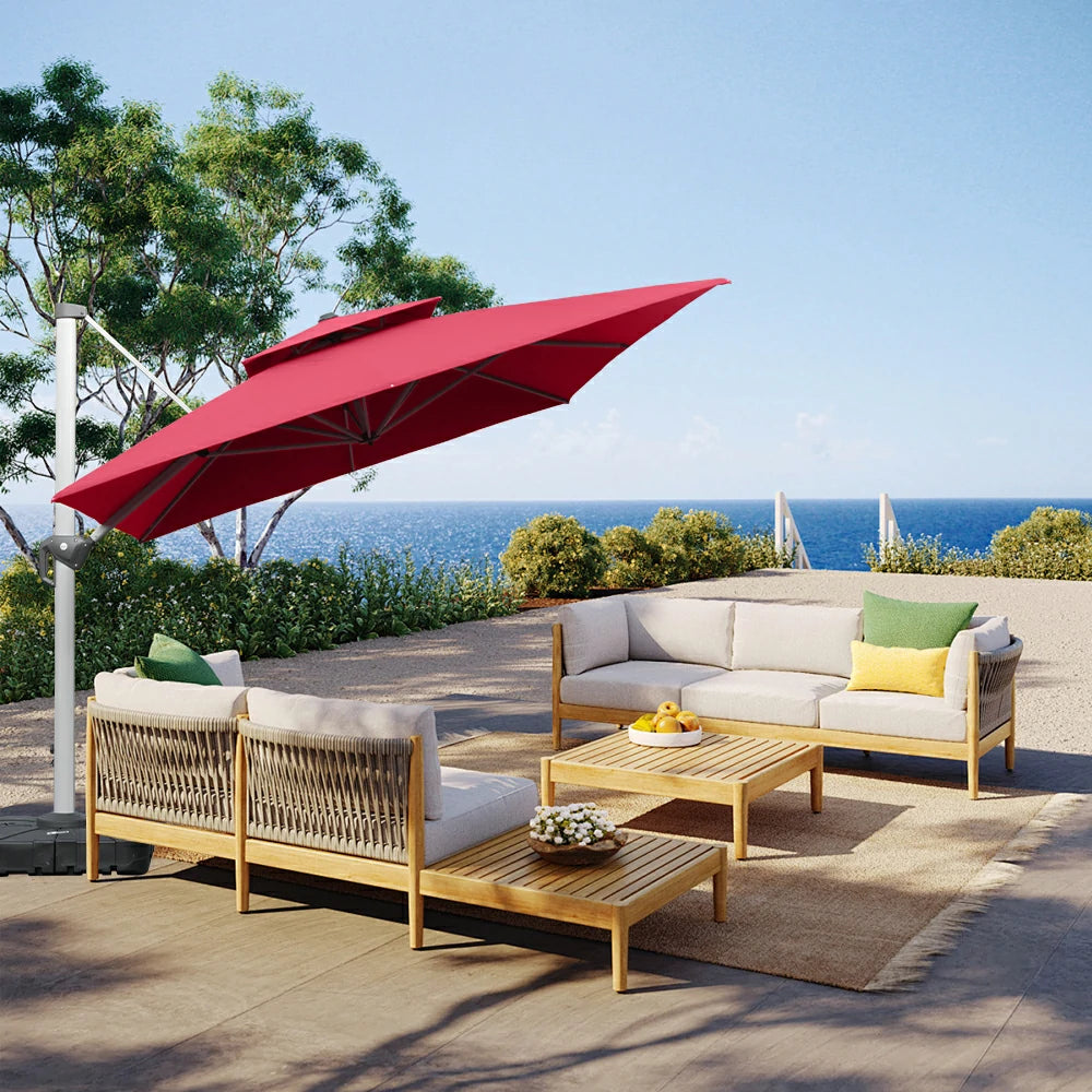 Domi Cantilever Patio Umbrella #Color_Brick Red