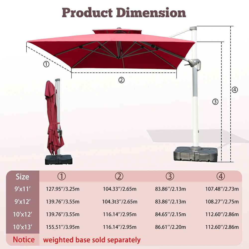 Domi Cantilever Patio Umbrella #Color_Brick Red