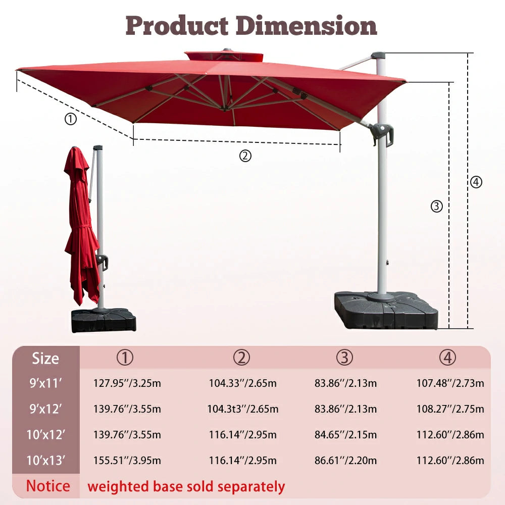 Domi Cantilever Patio Umbrella #Color_Red