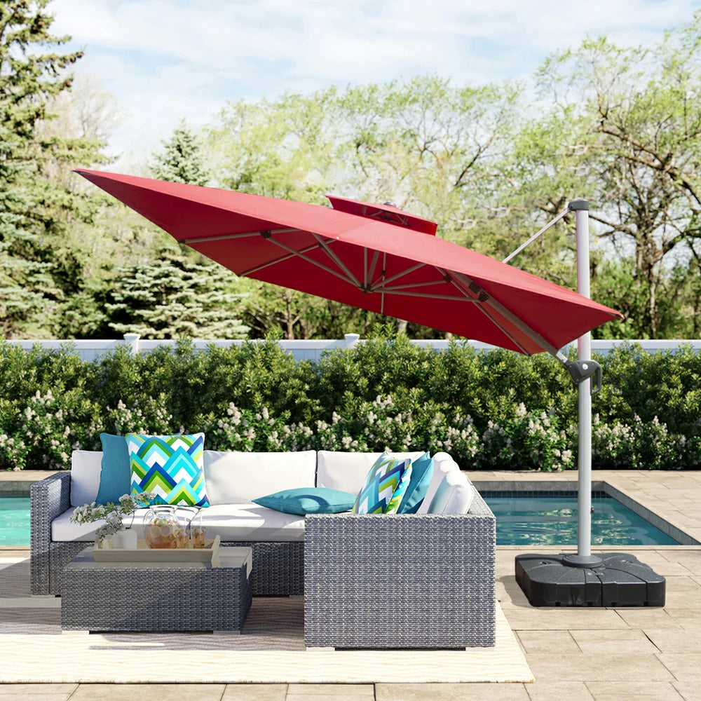 Domi Cantilever Patio Umbrella #Color_Red