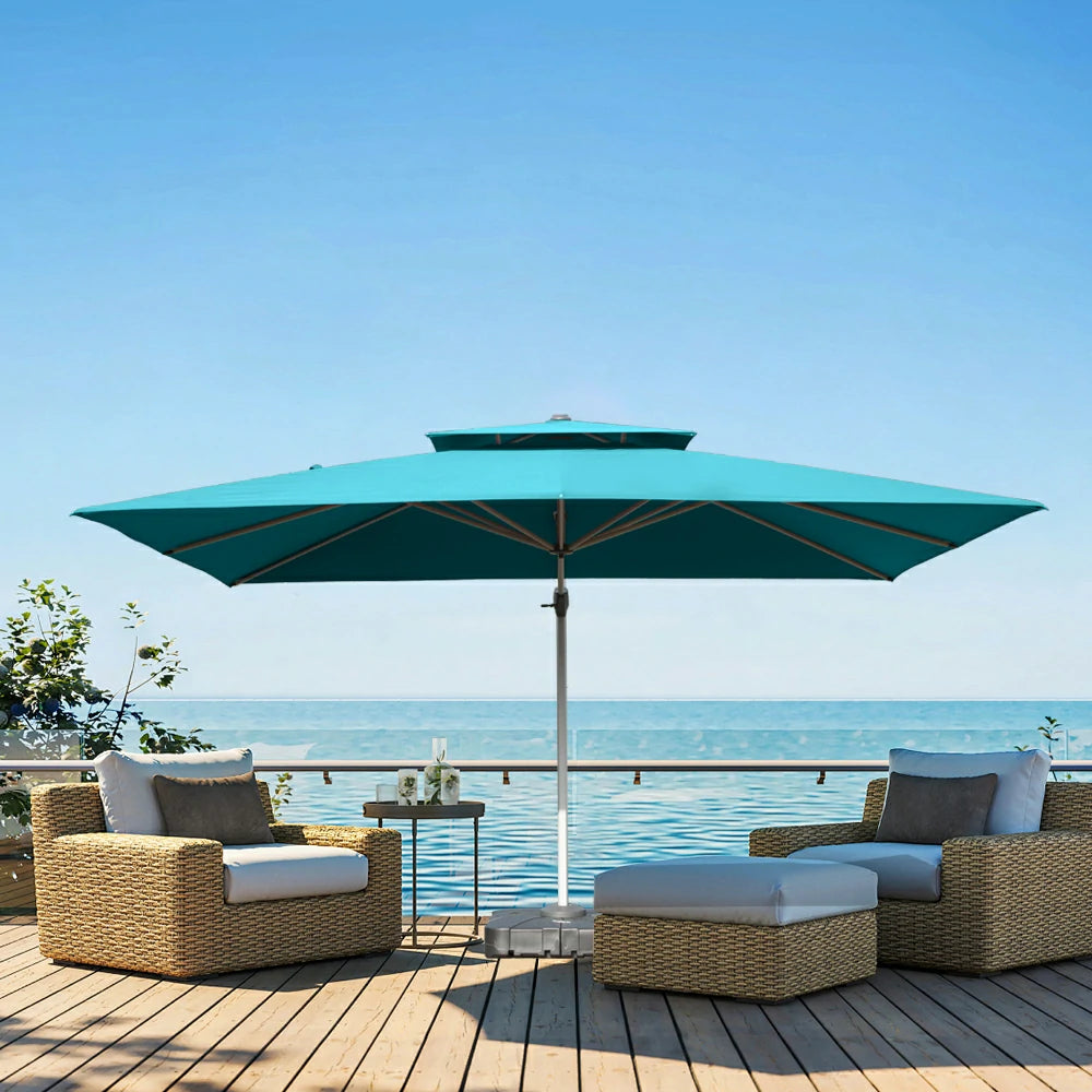 Domi Cantilever Patio Umbrella #Color_Turquoise Blue