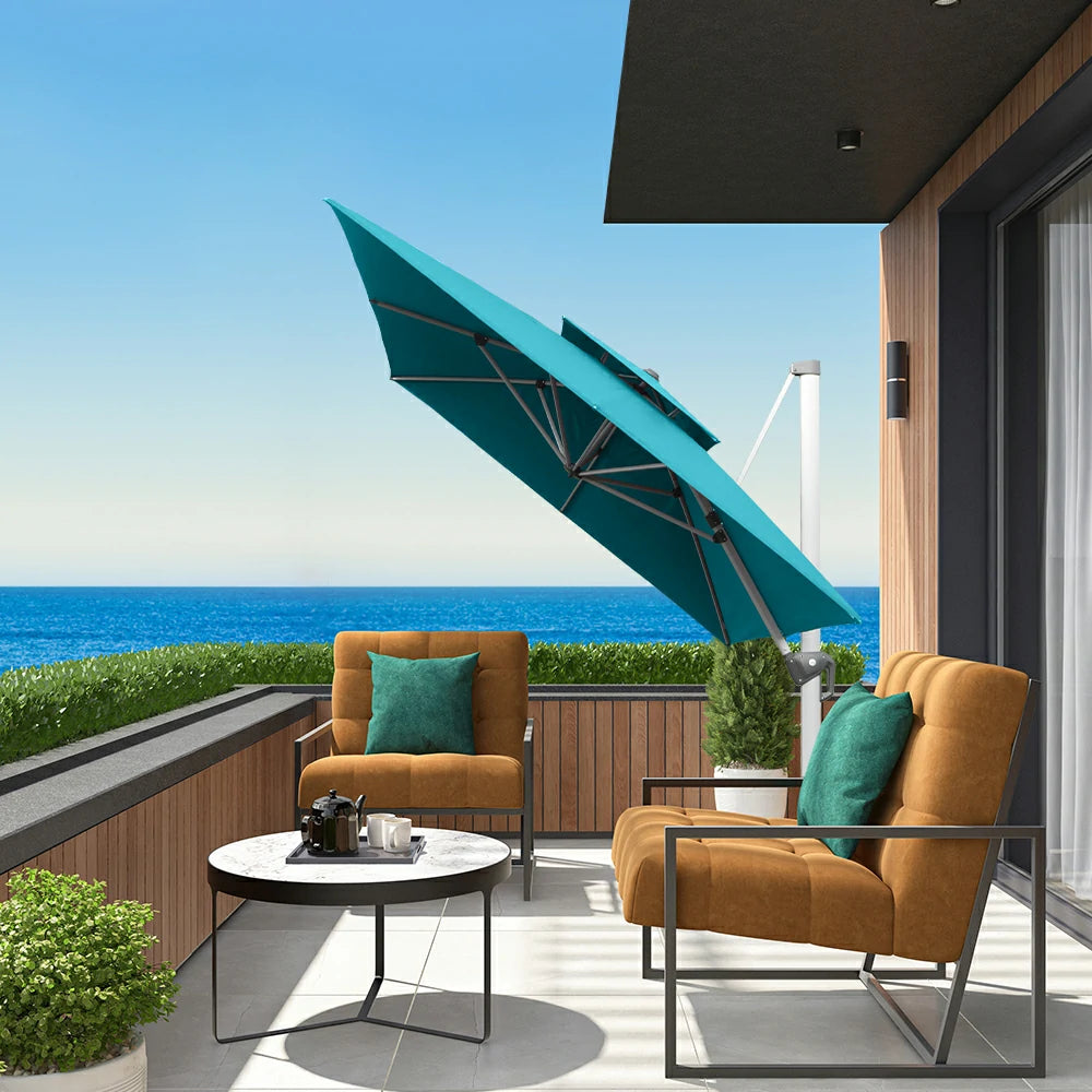 Domi Cantilever Patio Umbrella #Color_Turquoise Blue