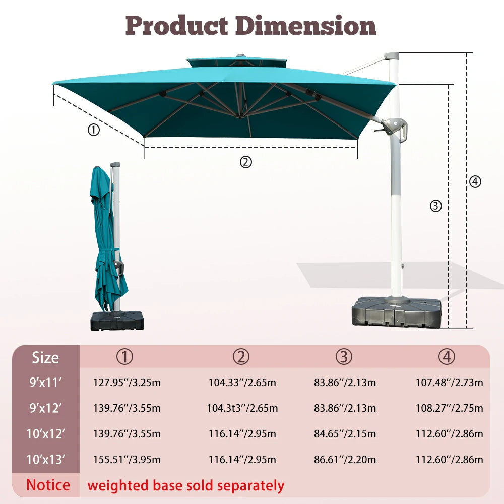 Domi Cantilever Patio Umbrella #Color_Turquoise Blue