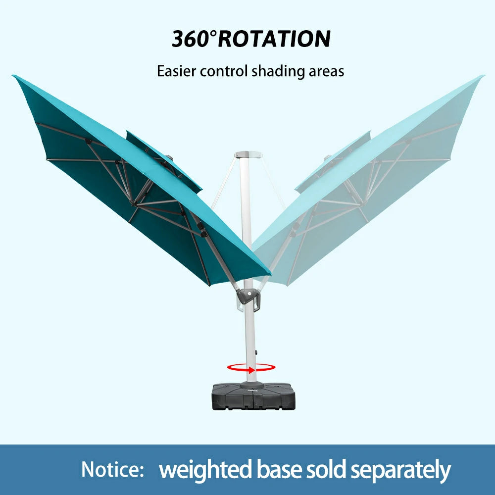 Domi Cantilever Patio Umbrella #Color_Turquoise Blue