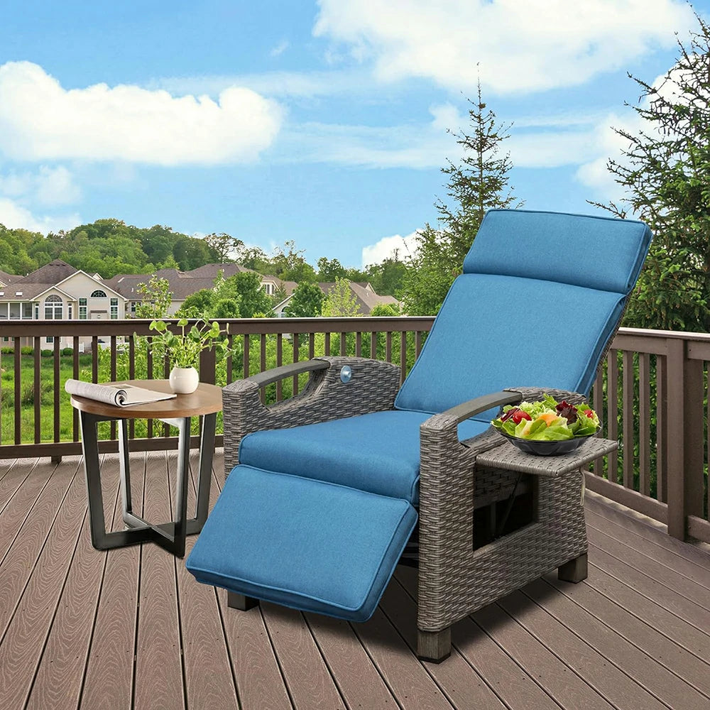 Domi Rattan Lounge Chair#color_Navy Blue