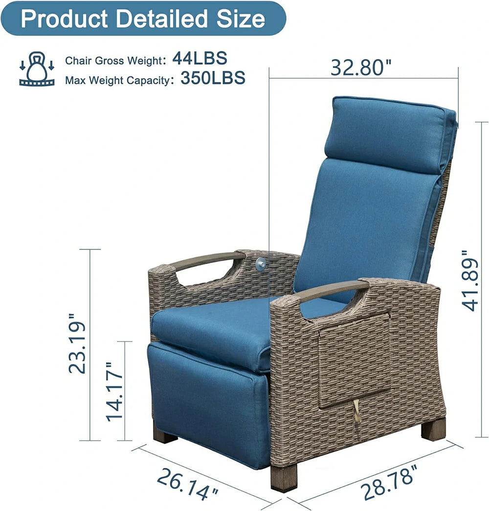 Domi Rattan Lounge Chair#color_Navy Blue