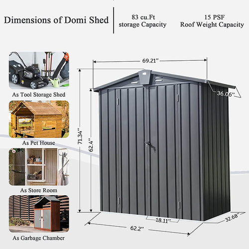 Domi Outdoor Living Outdoor Storage Shed Gable Roof