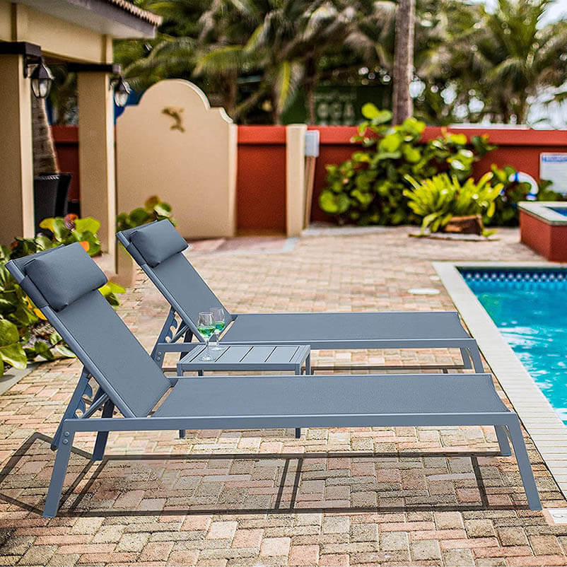Domi Steel Patio Chaise Lounge#color_grey