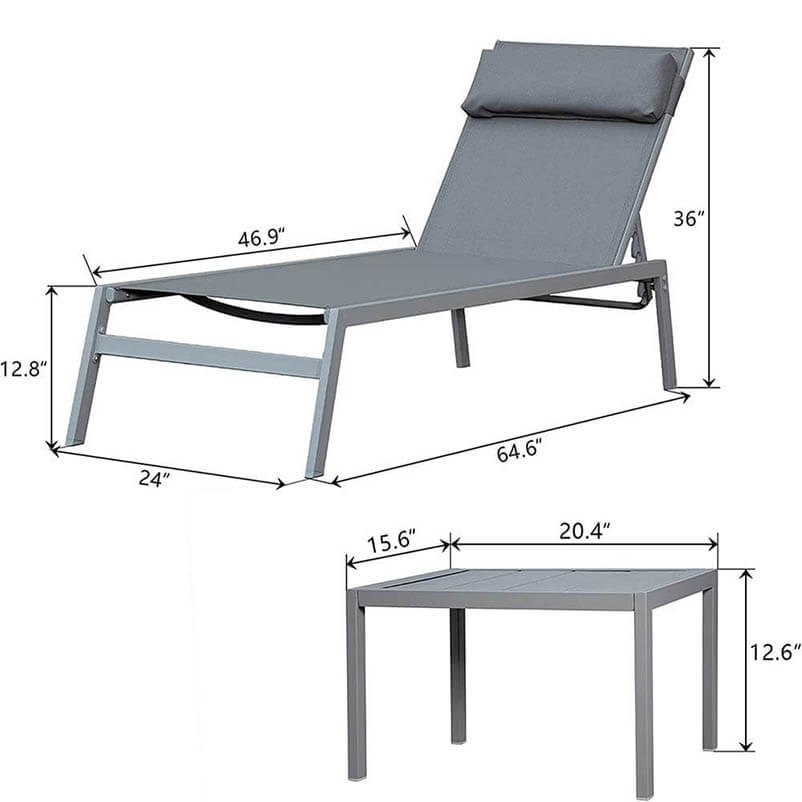 Domi Steel Patio Chaise Lounge#color_grey